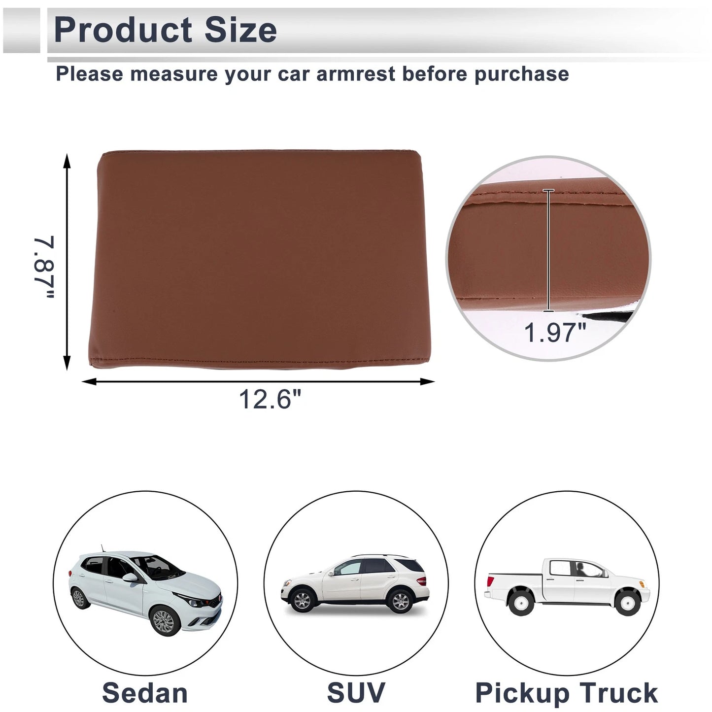 Center Console Cover for Car (12.6"x7.87"x1.97", Light Brown)