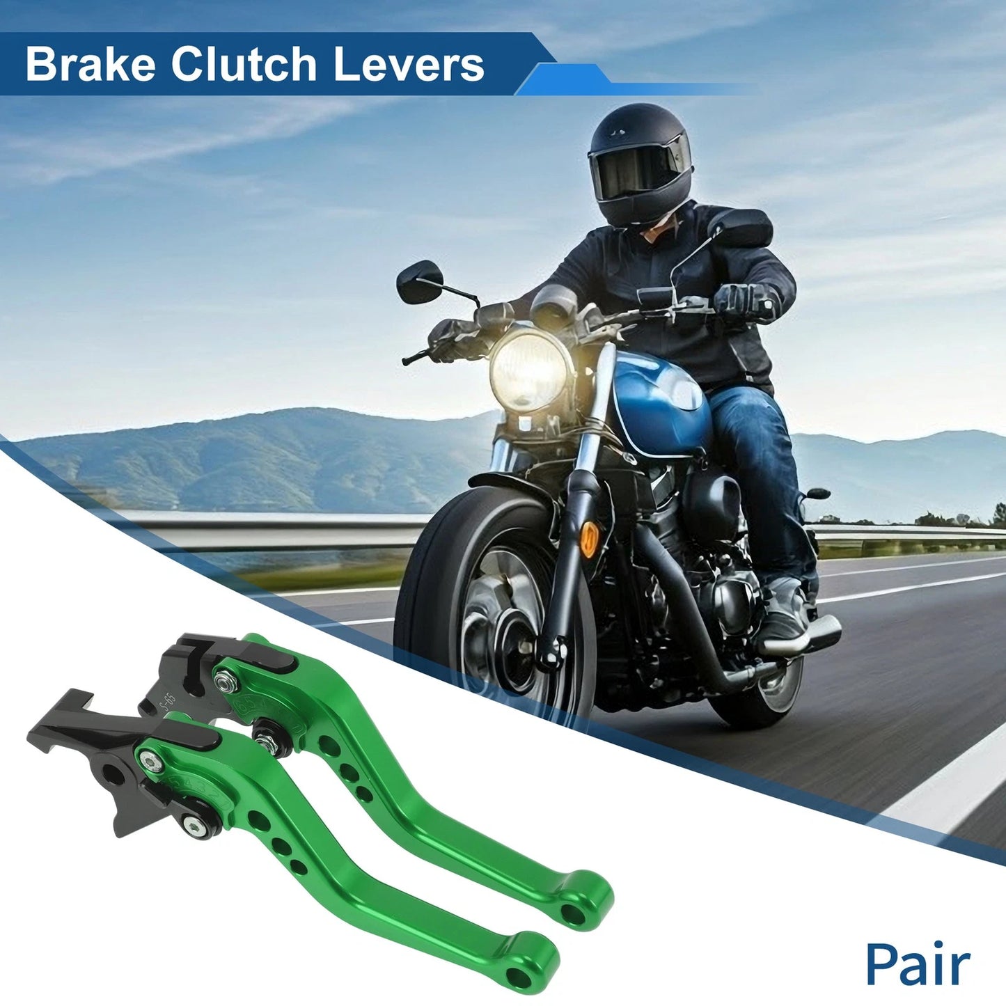 Adjustable Short Brake Clutch Levers for Suzuki SV650 (1999–2009) Green 1 Pair