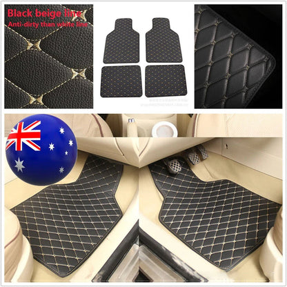 4 x Universal Black PU Leather Car Floor Mats Waterproof for All Models