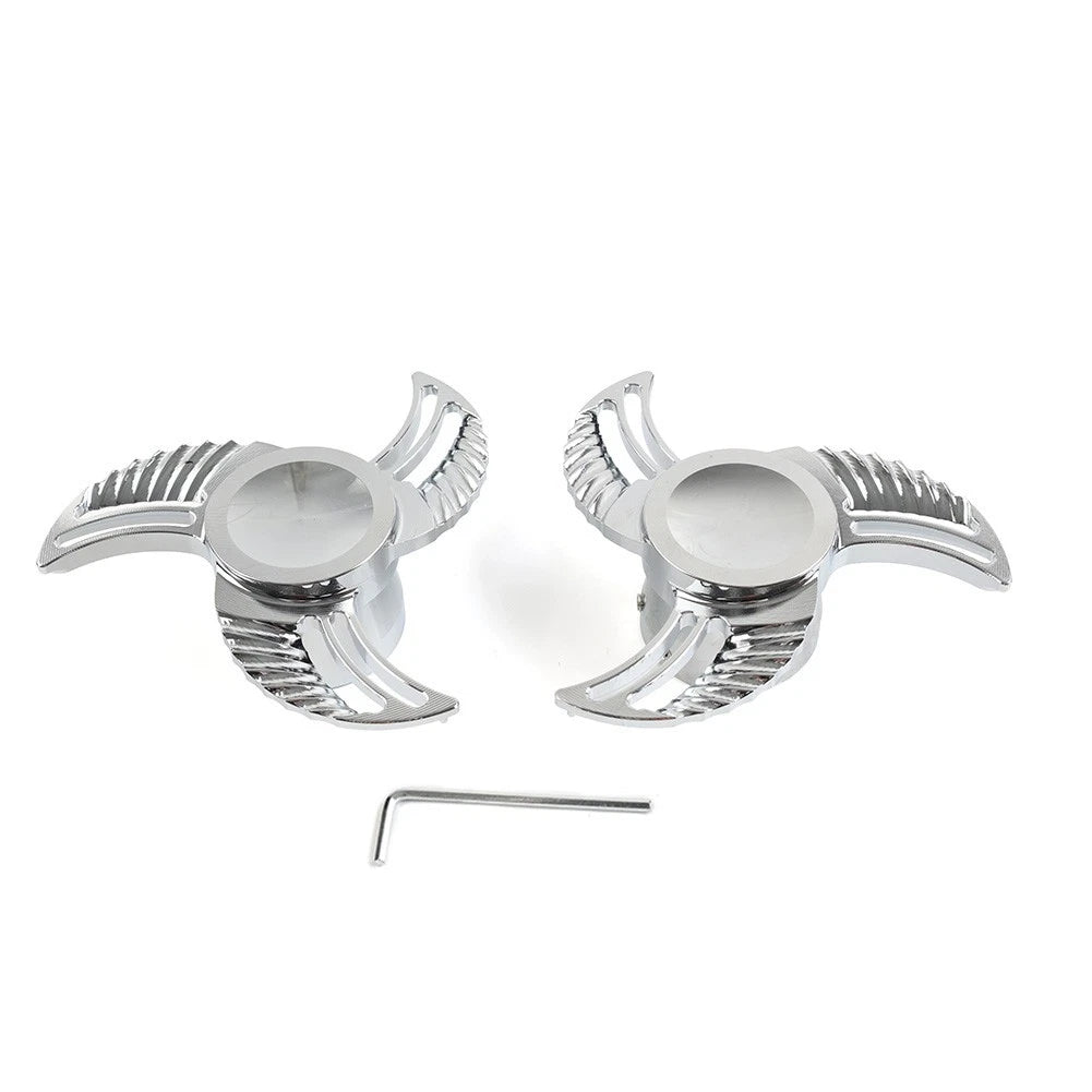 Chrome Spun Blade Front Axle Caps Nut Covers for Harley Softail Dyna