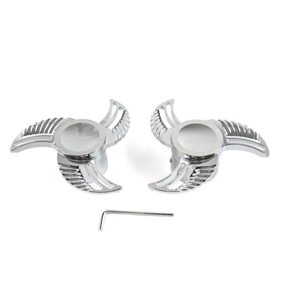 Chrome Spun Blade Front Axle Caps Nut Covers for Harley Softail Dyna