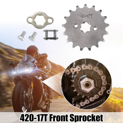 Set of 1 Front Engine Sprocket 420 17T 17mm for Dirt Bike Mini Bike