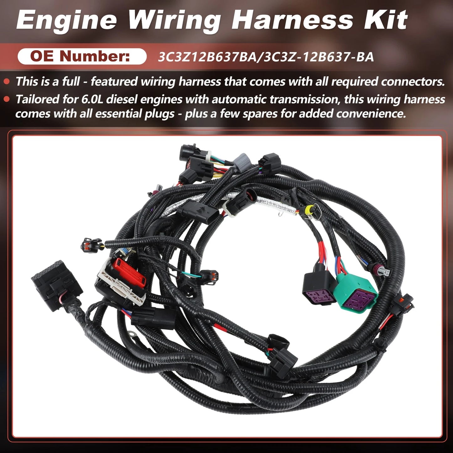 Engine Wiring Harness for Ford F250-F550 Super Duty 6.0L V8 (2003–2004) 3C3Z-12B637-BA