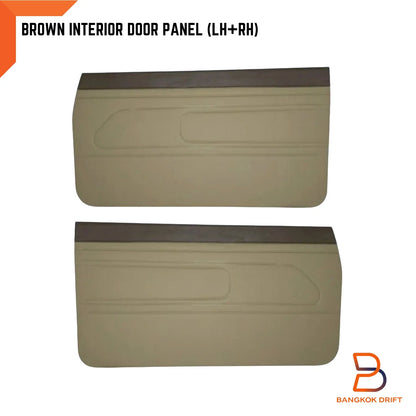 Brown Interior Door Panel Pair + Clips for Toyota Pickup LN55 LN56 LN65 (83-88)