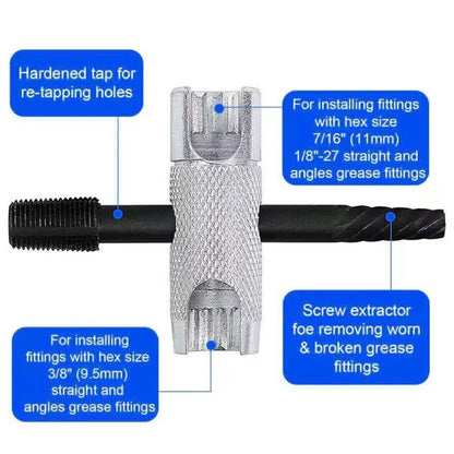 2 x 4 in 1 Grease Nipple Installer Tool for Hex Sizes 38 516 716 Inch