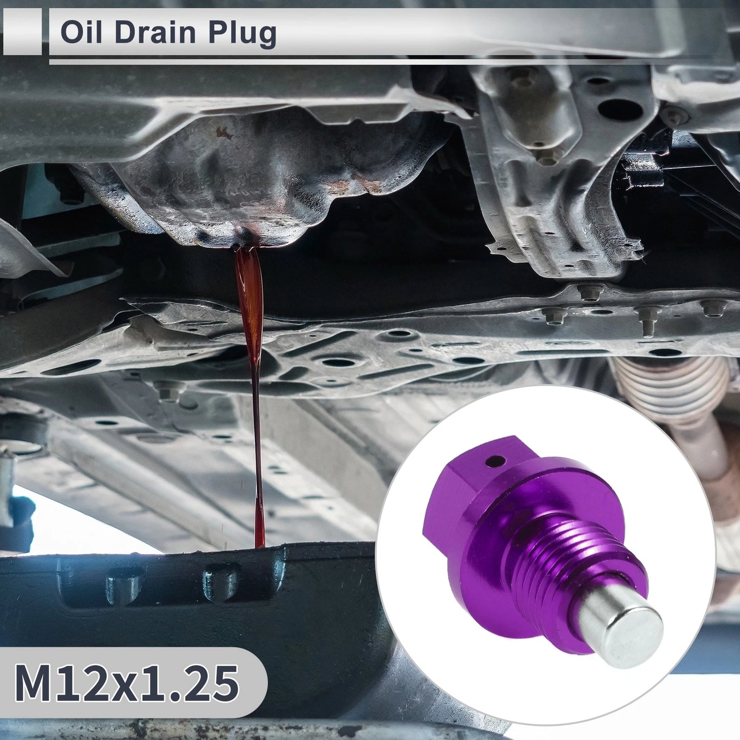 Set of 1 M12x1.25 Engine Oil Drain Plug with Gasket for Car Motorcycle Boat