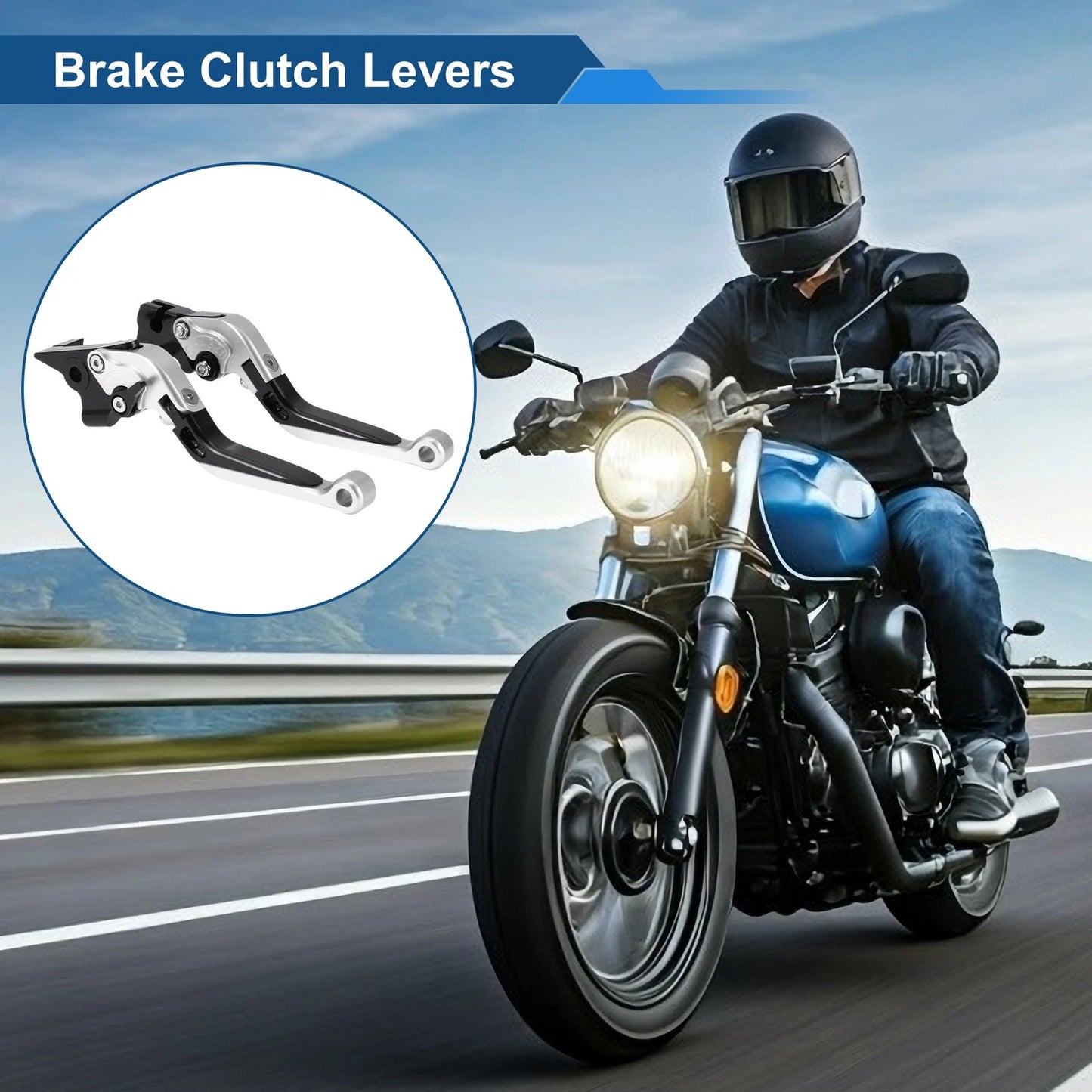 Adjustable Brake Clutch Lever Set for Yamaha MT-07 (2014–2022) Silver Black