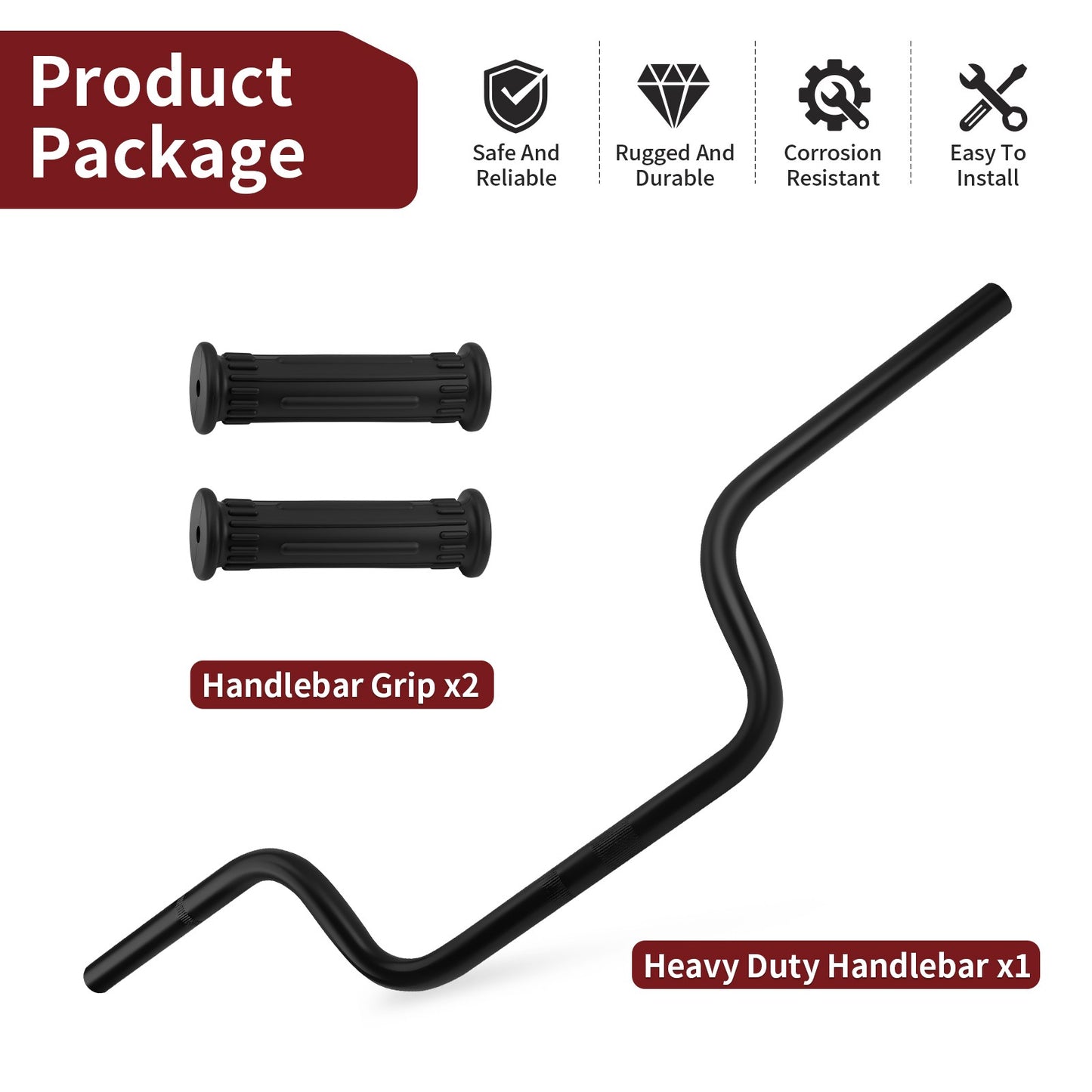 Handle Bar with Grips for Polaris Worker 335 1999, Worker 500 1999–2001