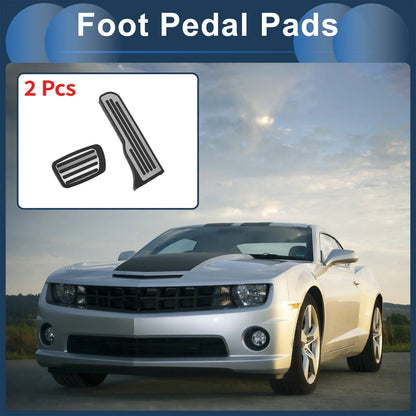 2 x Foot Accelerator Pedal Covers for Chevrolet Camaro (2016-2018) Silver Tone