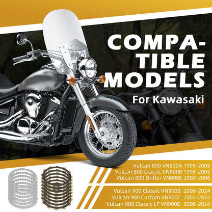 Clutch Friction Steel Plates & Gasket for Kawasaki Vulcan VN800 VN900 (1996–2010)