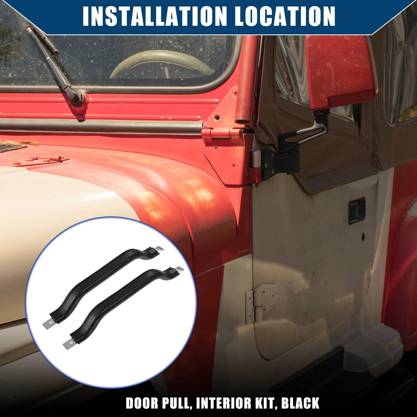 Set of 2 Front Left Right Side Interior Door Handle Pull Straps for Jeep Wrangler