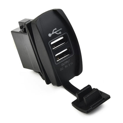 Unique Dual USB Charger with ARB Rocker Switch Blue LED Light for Car Boat