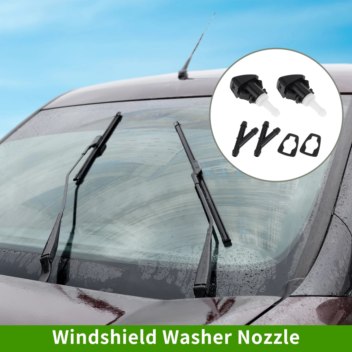Windshield Washer Nozzle Set of 2 with Y Hose Connector for Chrysler 200 (2008–2016)