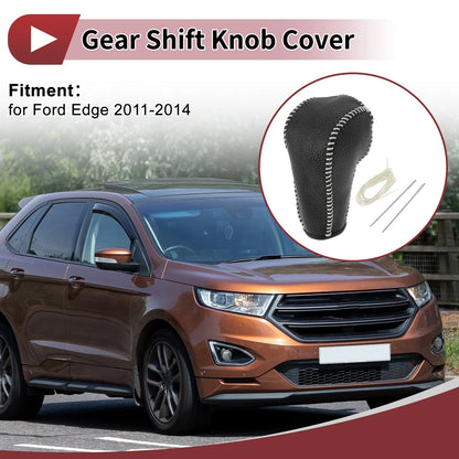 1 Pc Gear Shift Knob Cover for Ford Edge (2011–2014) Beige Faux Leather
