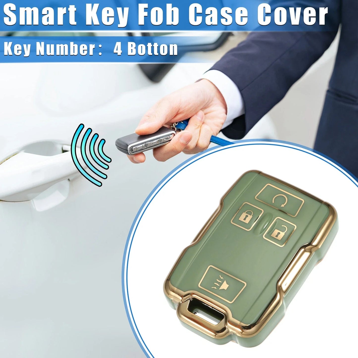 TPU Green 4 x Button Remote Keyless Key Fob Cover for Chevy Suburban & GMC