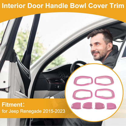 Set of 4 Pink ABS Interior Door Handle Bowl Cover Trim for Jeep Renegade (2015–2023)