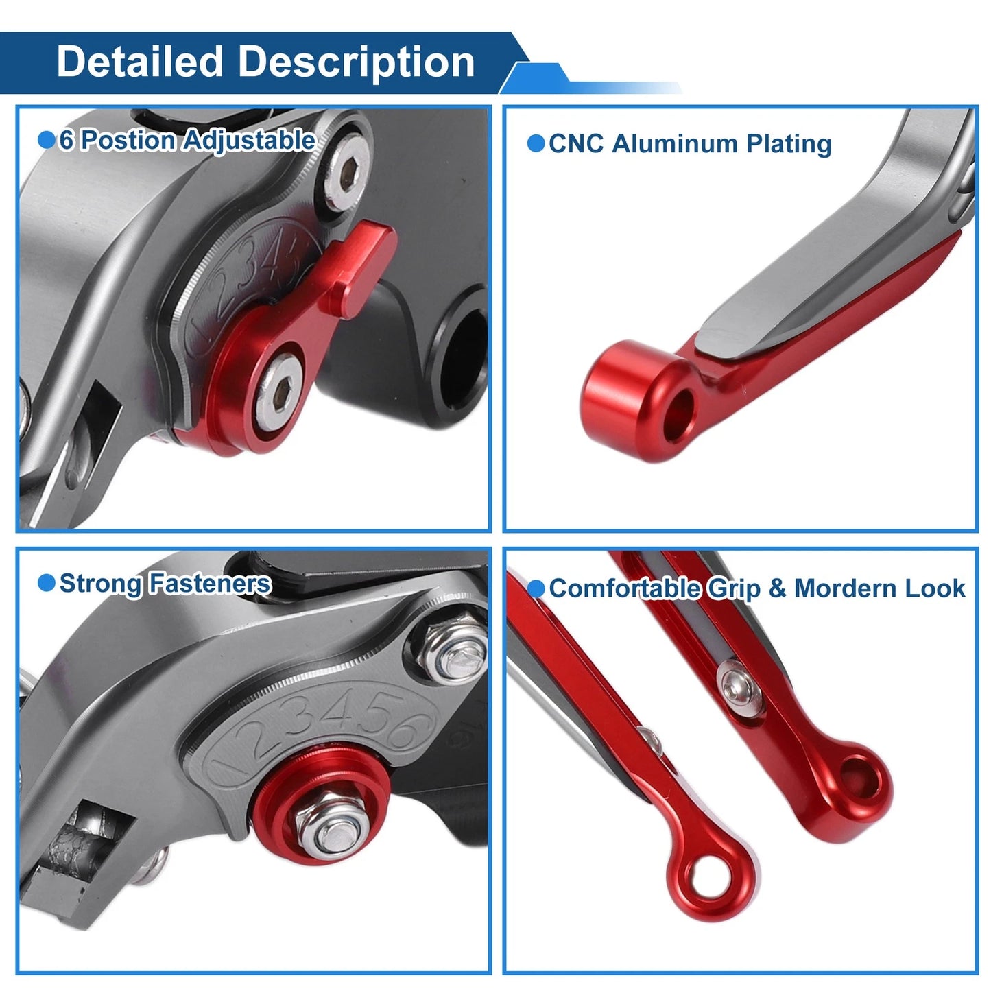 Adjustable Brake Clutch Levers for Yamaha MT-07 (2014–2022) Titanium Red
