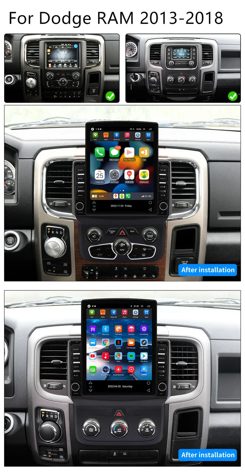 9.7'' Android 13 Car Stereo Radio for Dodge RAM 1500 2500 3500 4500 5500 (2013-2023)