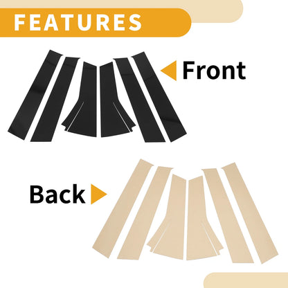 6 Pcs Door Pillar Window Trim for Honda Fit (2013–2019) Black