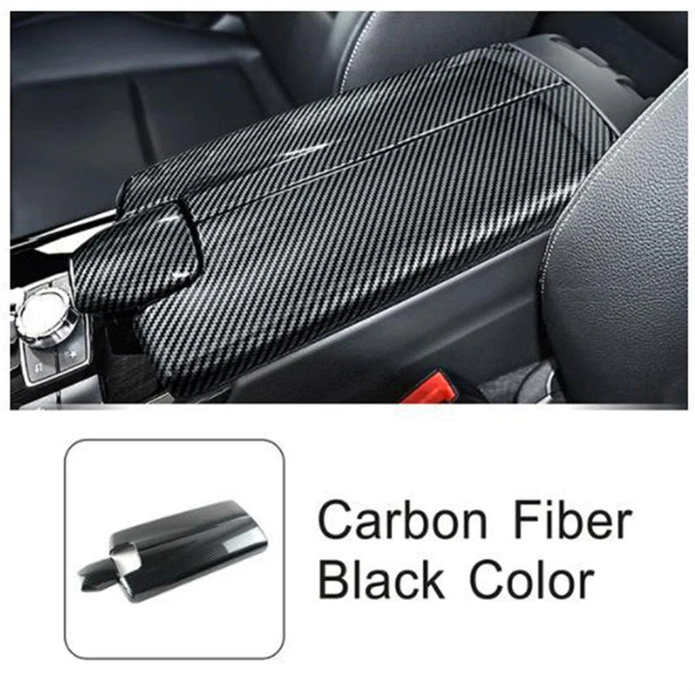 Carbon Fiber Console Armrest Box Cover Trim for Benz E Class W212 (2010-2015)