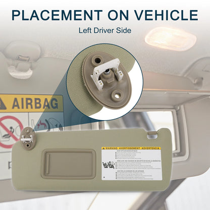Left Driver Side Sun Visor w/ Mirror for Toyota 4Runner (No. 74320-35A91-E1)