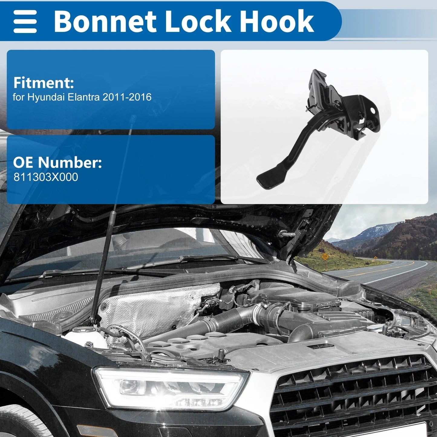 Hood Latch Assembly for Hyundai Elantra 2011-2016 (1 x)