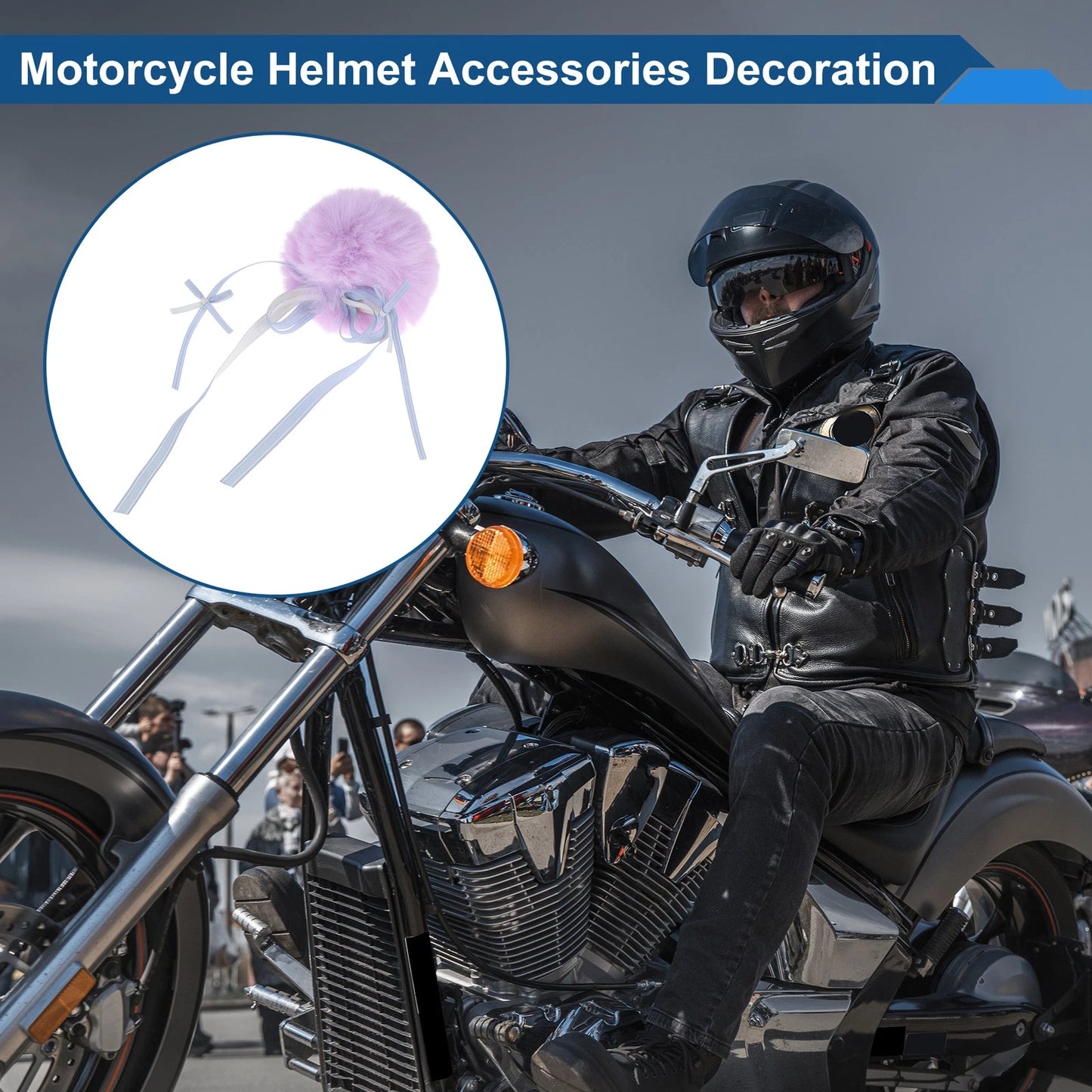 Streamer Tail for Motorcycle Bicycle Helmets (Light Purple Plush) Set of 1