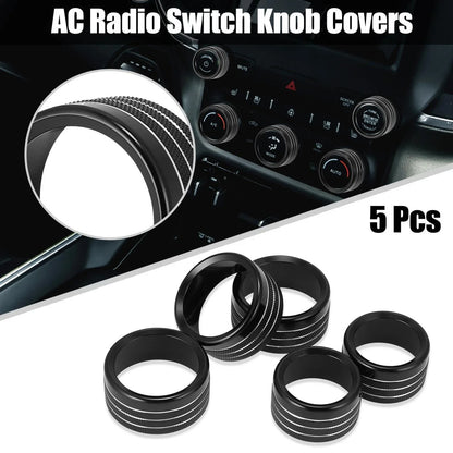 5 x Black AC Radio Switch Knob Covers for Dodge Ram 1500 (2018-2020)
