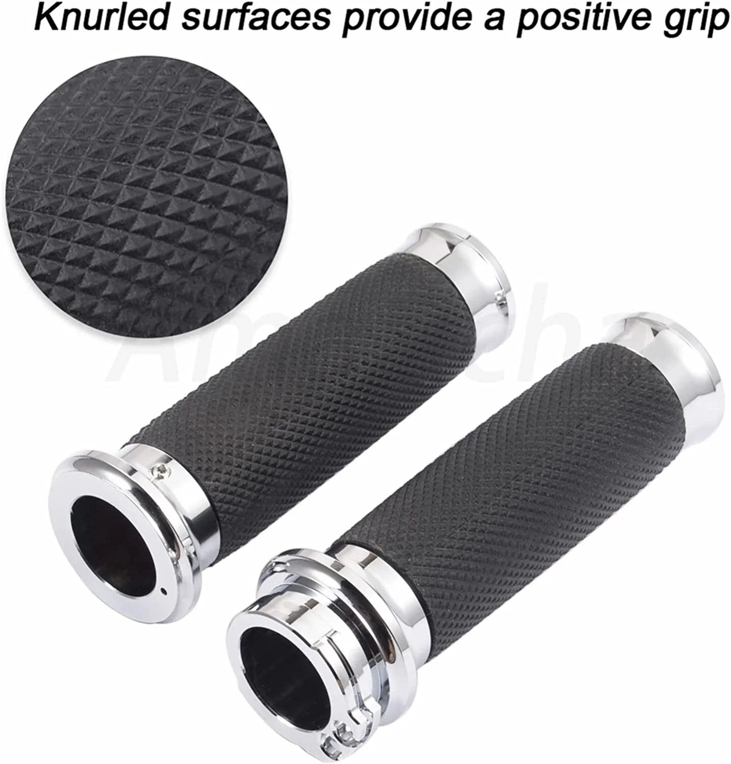 25mm Chrome Handlebar Hand Grips for Harley Sportster, Dyna, Softail (2004-2023)