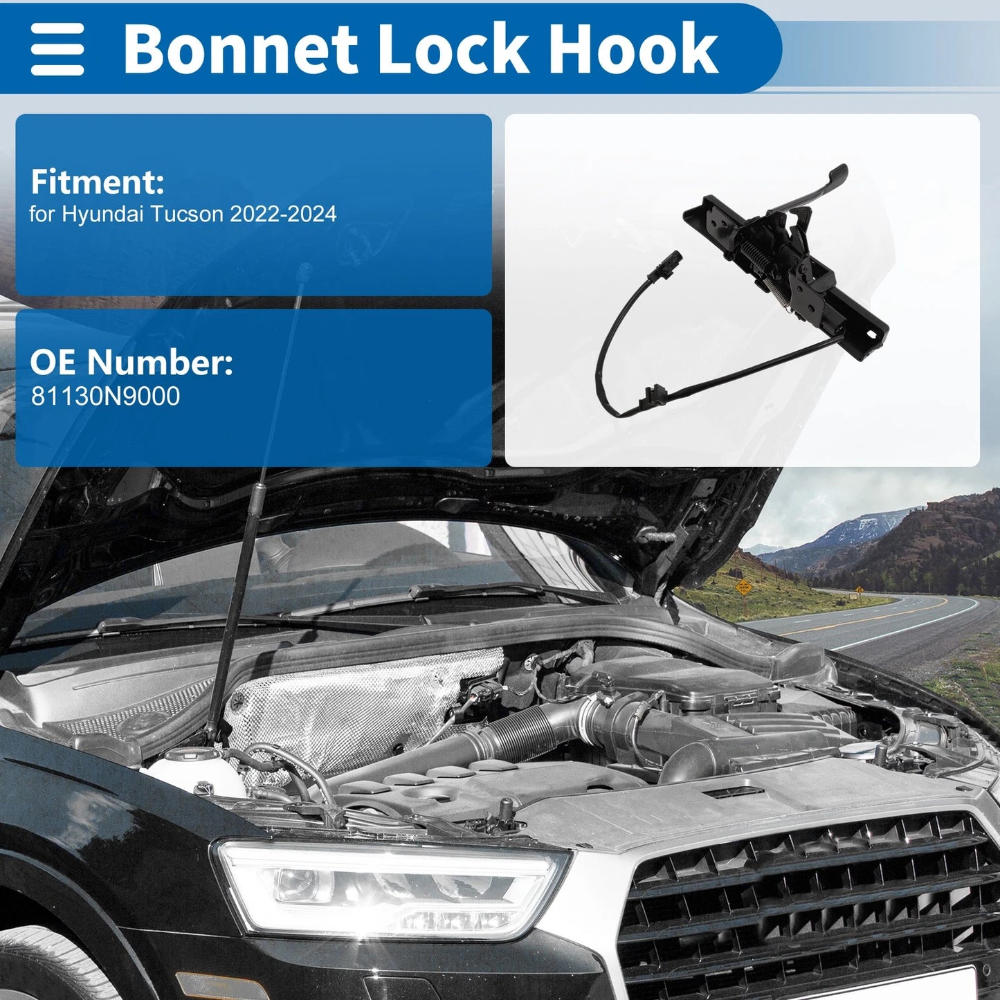 Hood Latch Assembly for Hyundai Tucson (2022–2024) No. 81130N9000 1 Pc