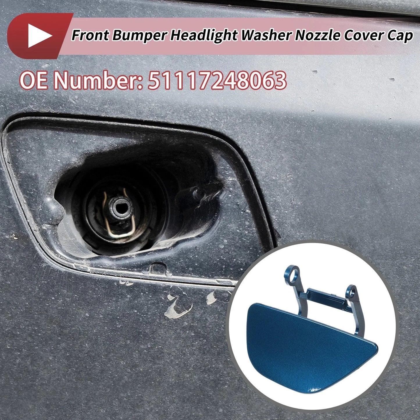Front Left Washer Nozzle Cover Cap for BMW 535i GT Blue (2010-2017)