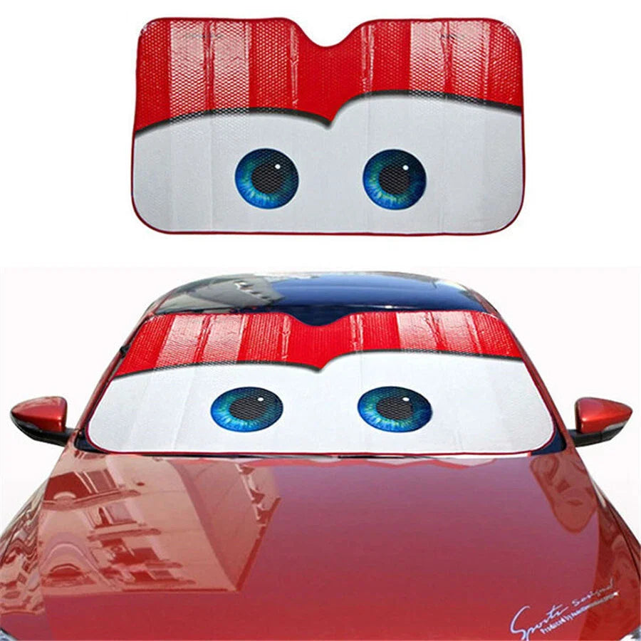Cartoon Eye Windshield Sunshade Cover for Car - Red (No Year Specified)