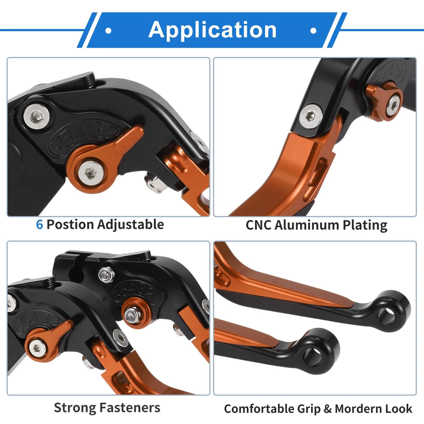 Adjustable Brake Clutch Levers for Yamaha YZF R1 (1999–2001) Black Orange