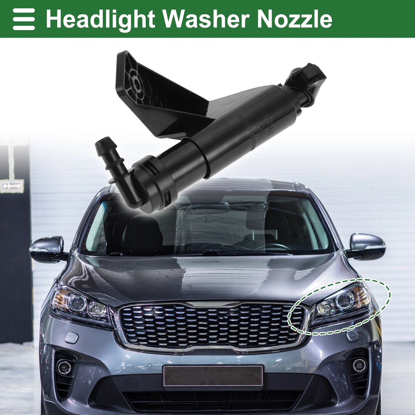 Front Driver Side Headlight Washer Nozzle for Hyundai Santa Fe (2013–2018) No. 98671B8000