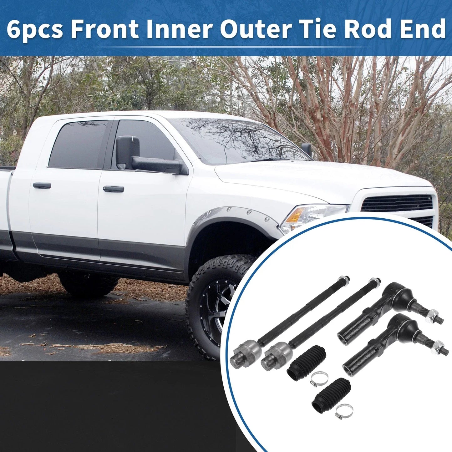 2 x Front Outer Tie Rod End Links Kit for Dodge Ram 1500 (2006-2008)
