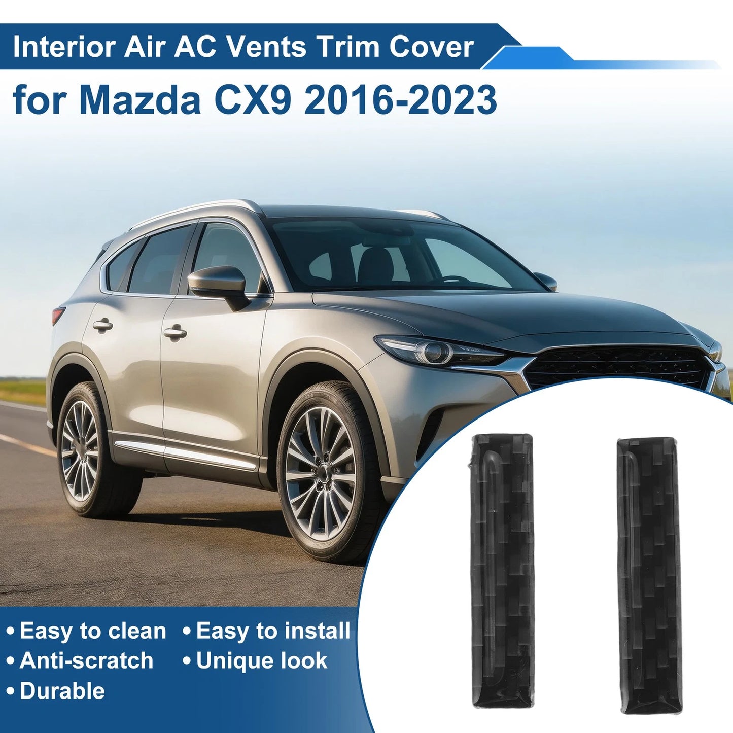 2X Air Condition Outlet Vent Trim Cover Frame for Mazda CX-9 (2007–2015)