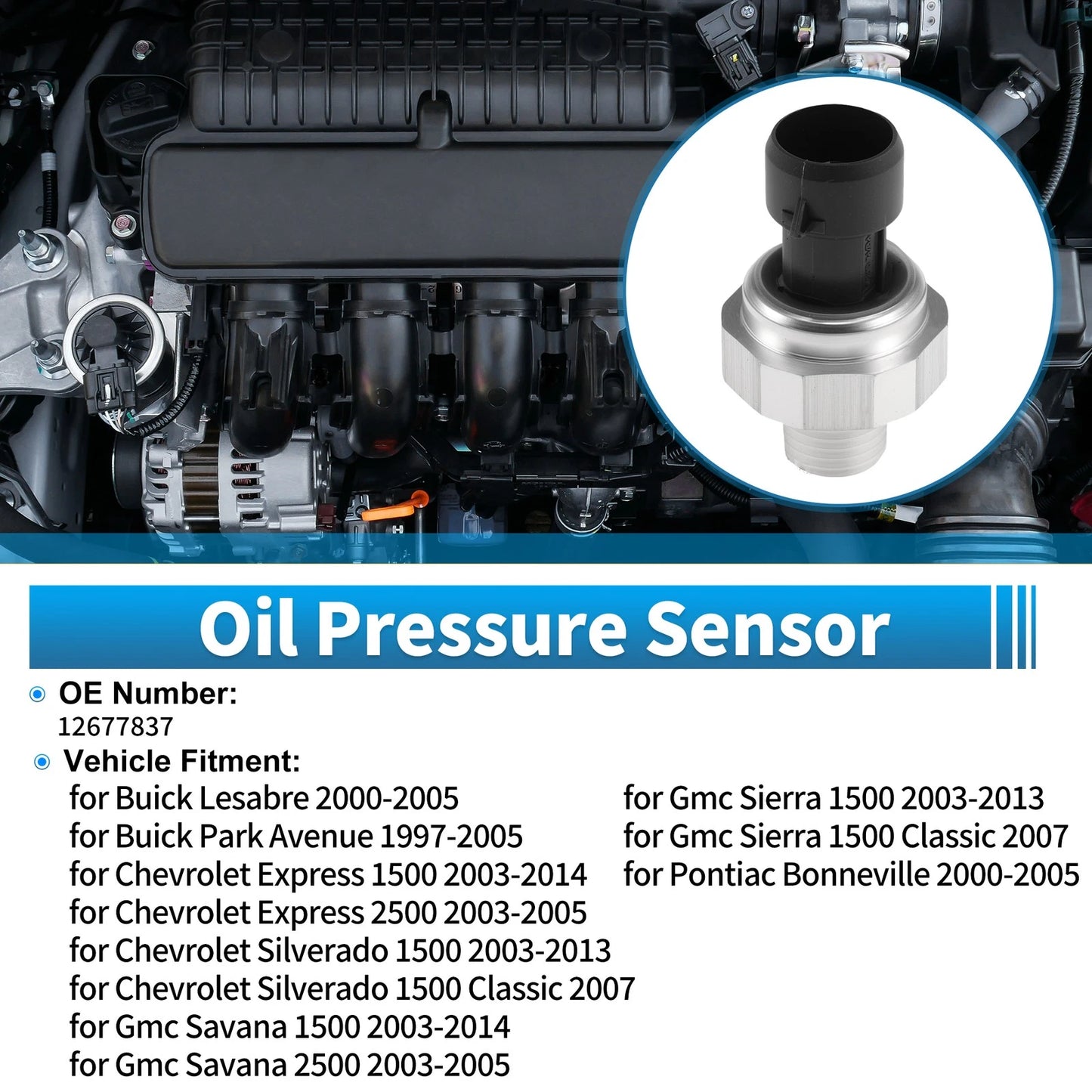 1 Pcs Engine Oil Pressure Sensor No.12677837 for Buick LeSabre (2000–2005)