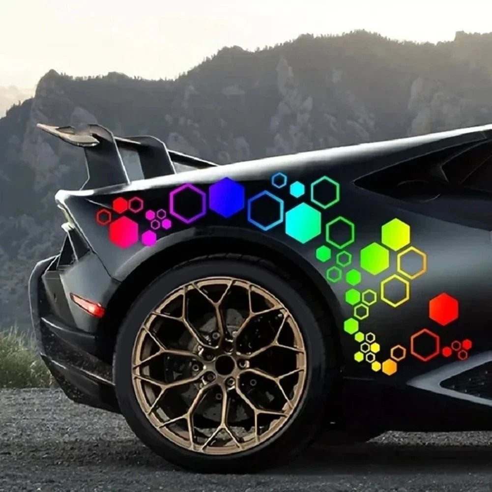 104PCS Car Stickers Set with For Honeycomb Design for Racing and Decoration