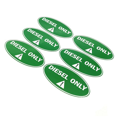 6x Diesel Only Round Sticker for Truck (Gasoline Tank Decal)