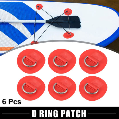 6pcs Red D Ring Patch for Surfboard (PVC, Stainless Steel)