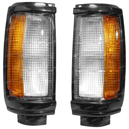 Set of 2 Black Front Corner Lights for Mitsubishi Triton (1986–1996)