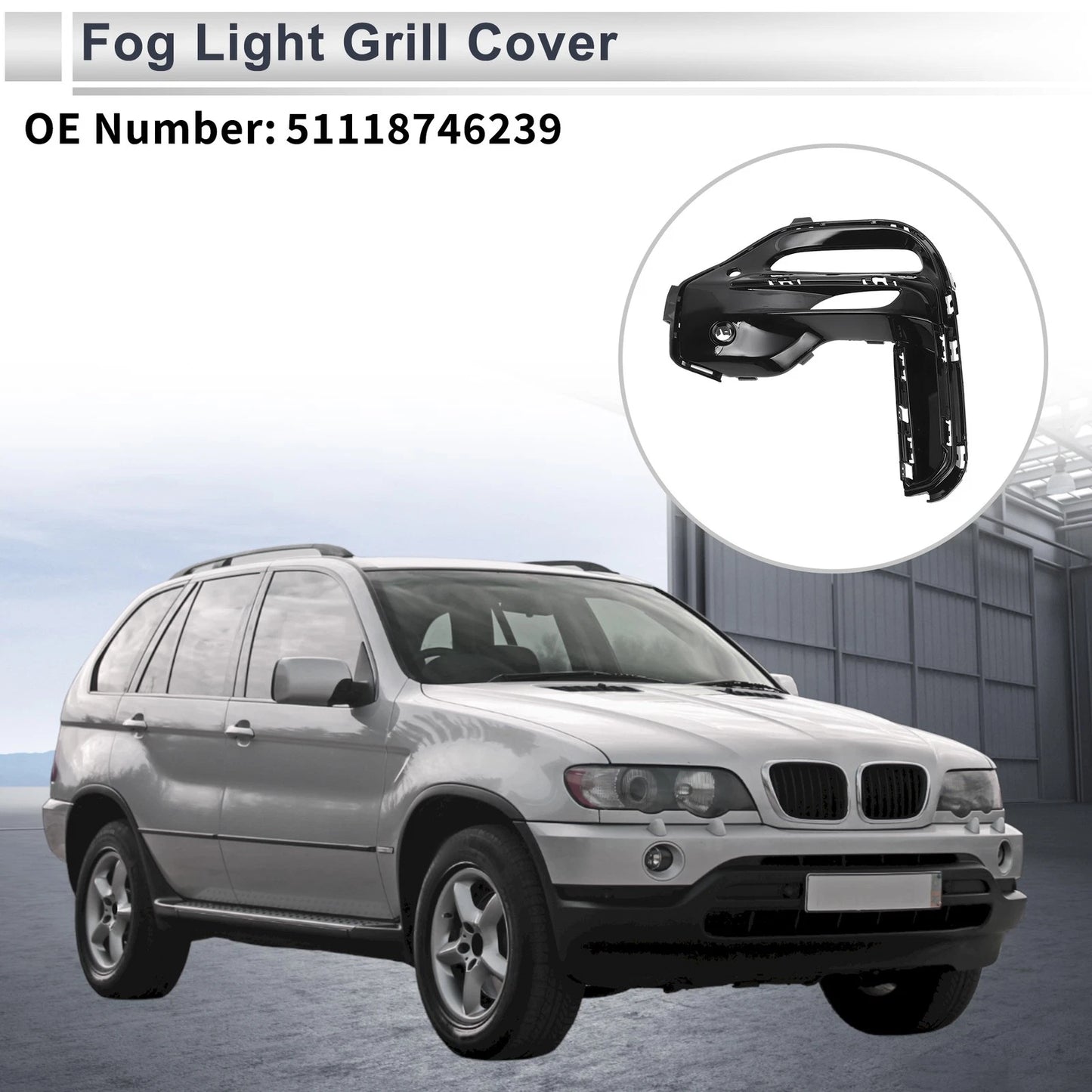 1 Pc Fog Light Grill for BMW X5 (2019–2022) No. 51118746239 Black