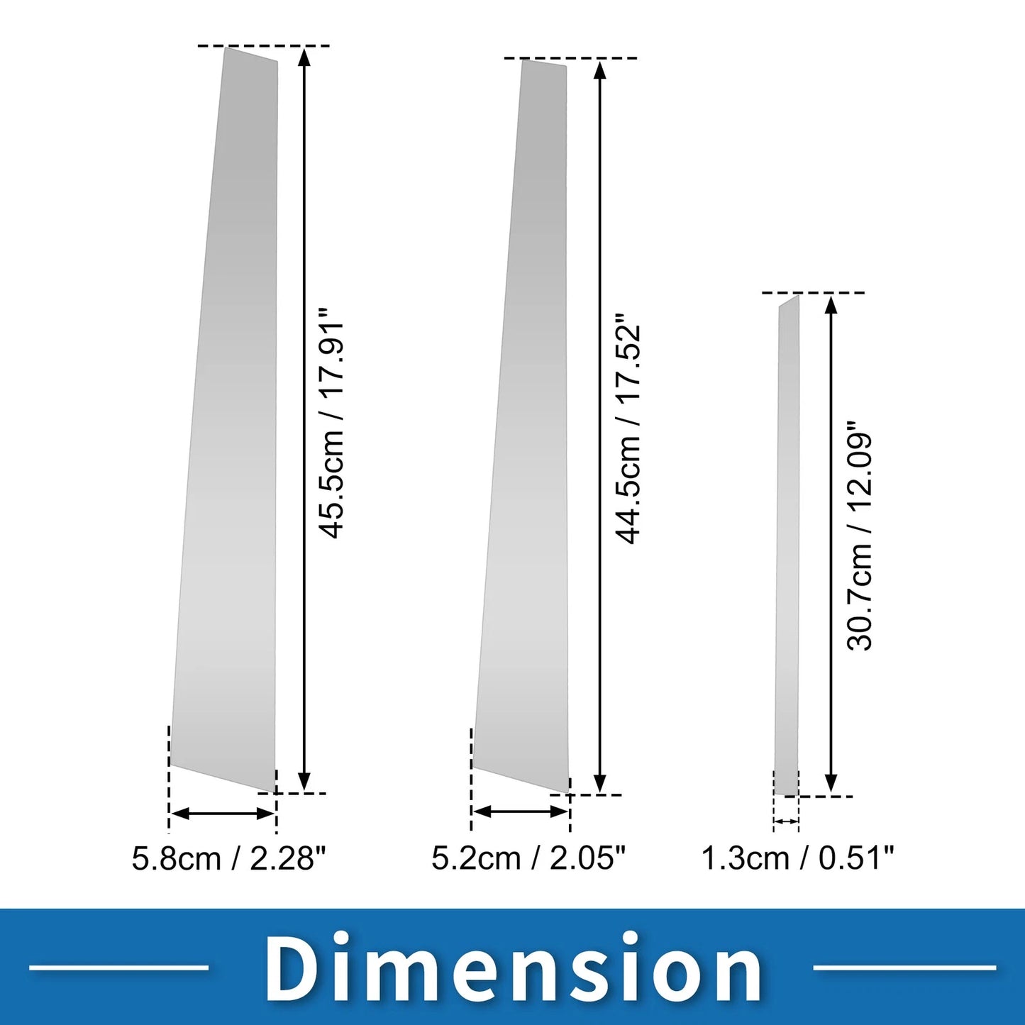 Set of 6 Door Pillar Window Trim for Mitsubishi Lancer (2002–2007) Silver Tone