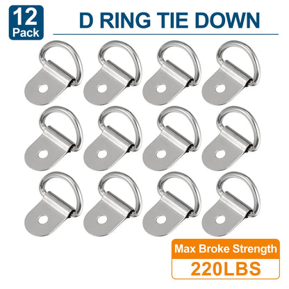 12pcs D Ring Tie Down Anchor 3mm for Cars Trucks RV Boats (Silver Tone)