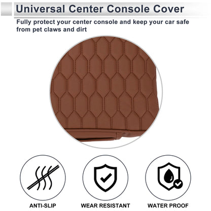 Center Console Cover for Car (13.39"x9.06"x2.36", Light Brown)