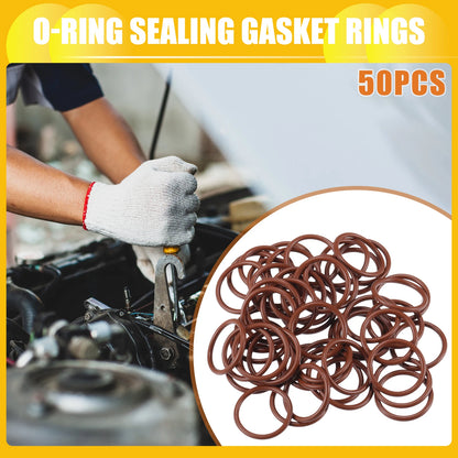 50pcs FKM Rubber O Ring Seal Gasket for Universal Cars 13mm ID x 2mm CS