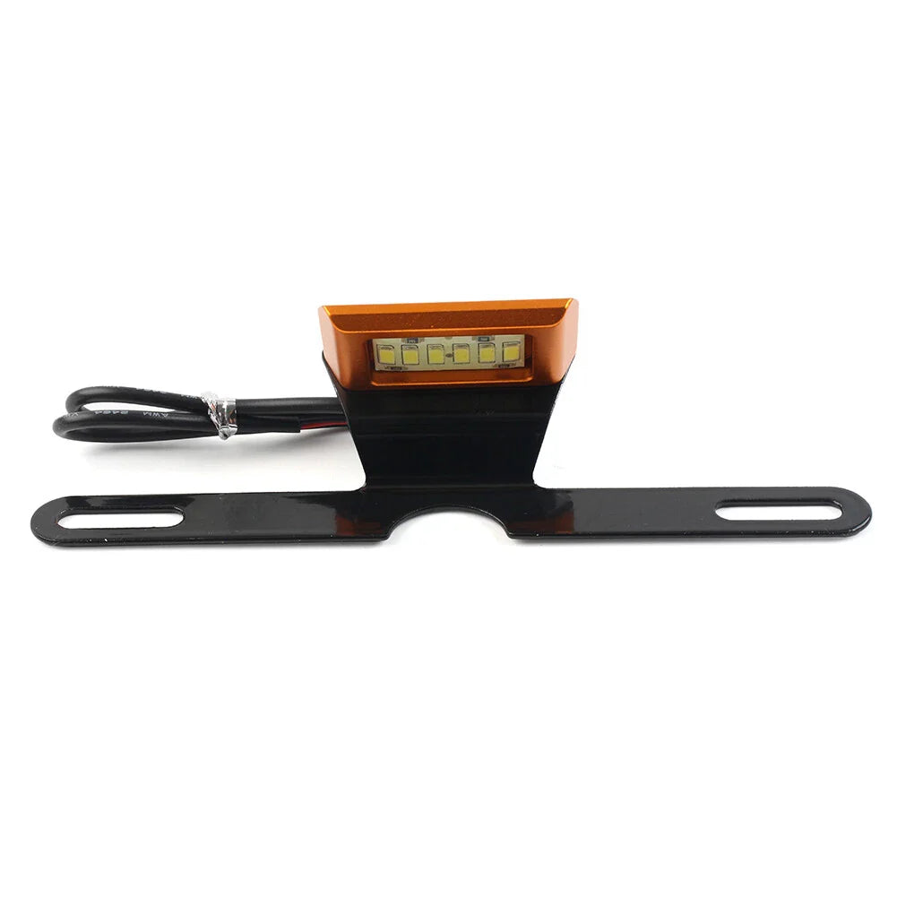 LED Brake Tail Light License Plate Mount Holder Bracket for Motorcycle Orange