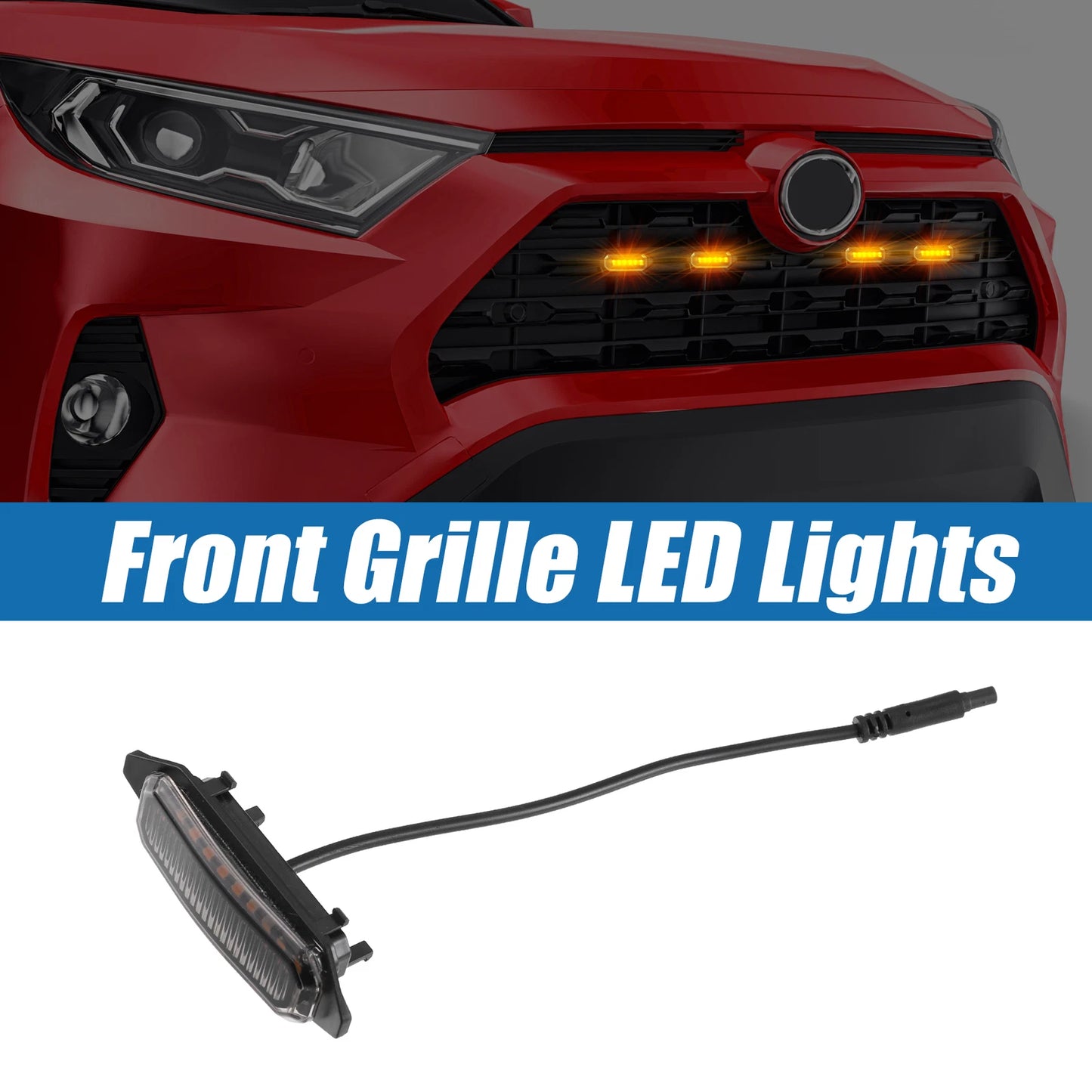 Front Grille LED Lights Set for Toyota RAV4 (2019–2022) Amber Black
