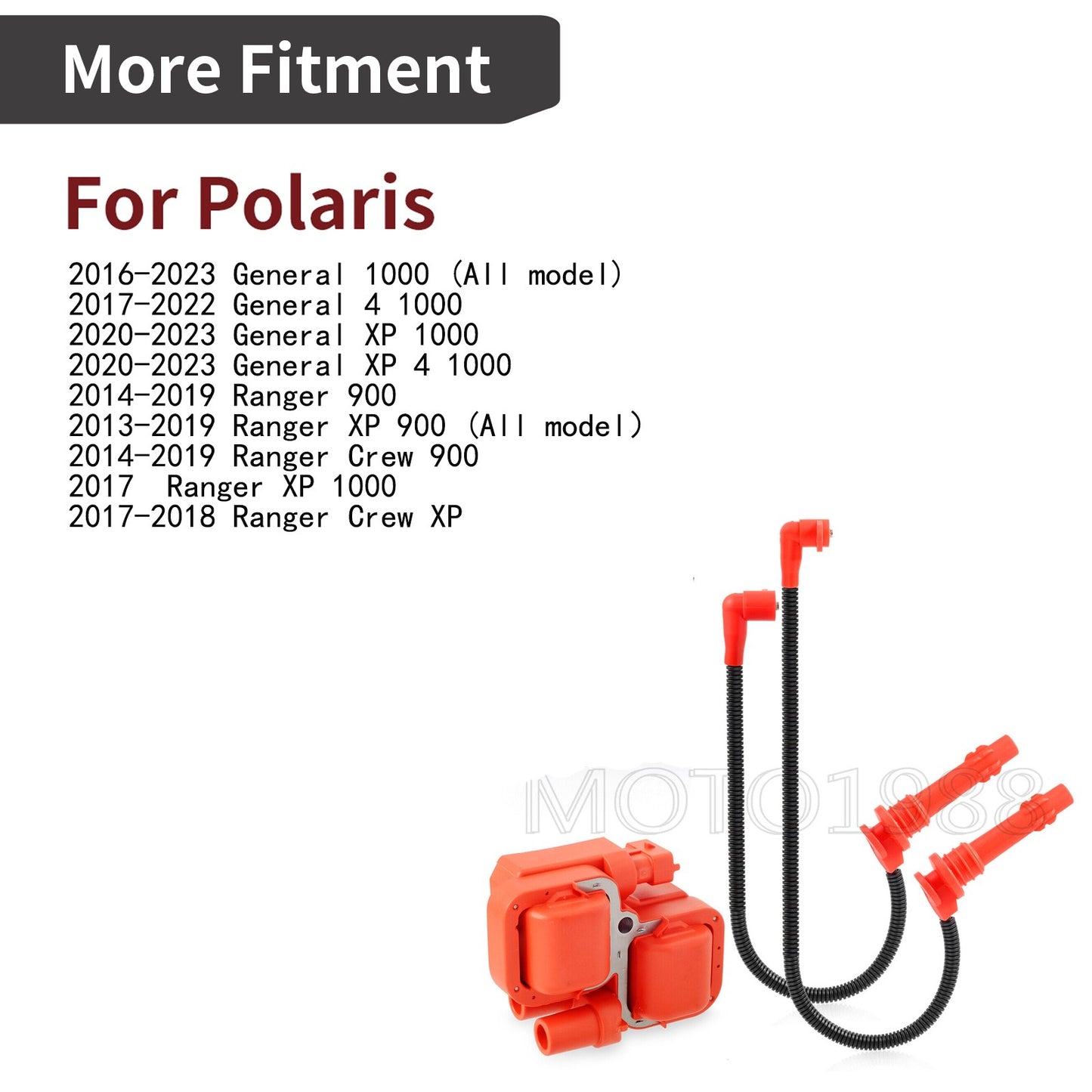 Ignition Coil & Spark Plug Wire Cap for Polaris General 1000 XP (2016–2023)