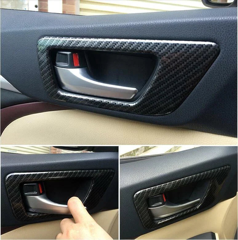 4x Carbon Fiber Inner Door Bowl Cover Trim for Toyota Highlander (2017–2019)